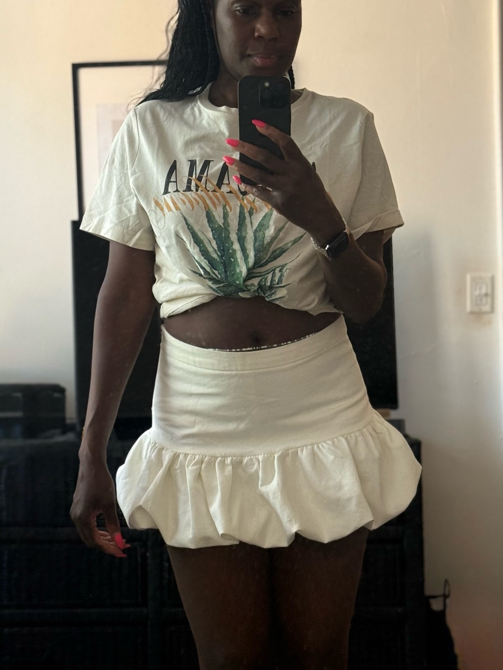 Zara Cream Mini Ruffle Skirt